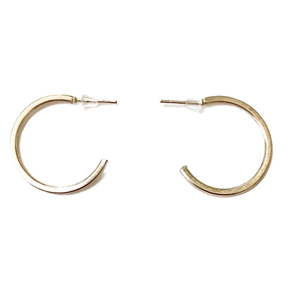 Vintage Jewelry - Vintage Earrings Half Loop Stud Silver Tone Stud